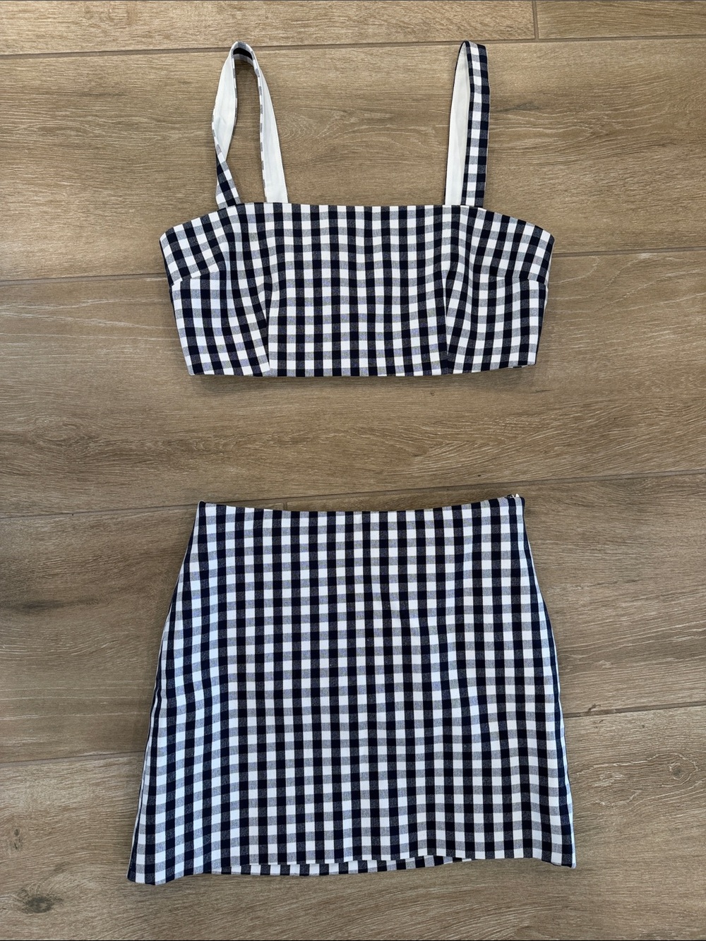 Wayf Carlotta Gingham Crop Top and Skirt Set